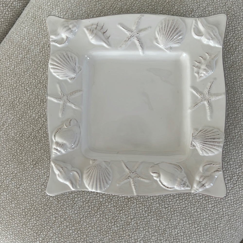Small square shell motif candy dish.